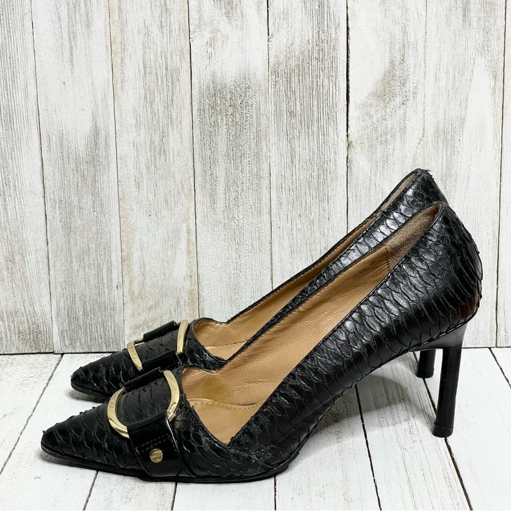 RACHEL ZOE Snakeskin Stiletto Heels